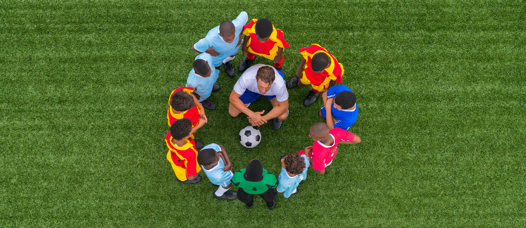 Kids Soccer Team With Their Coach